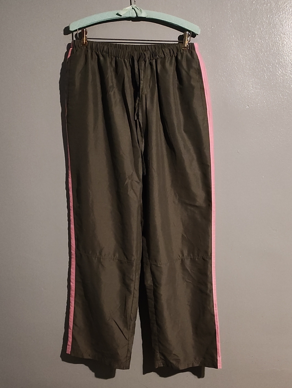 Woman Within Gray And Pink Track Pants with Pink Side Stripe